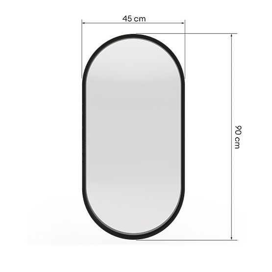 Miroir suspendu dans un cadre en bois Plico 45x90 cm, ovale, noir