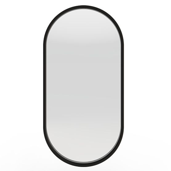 Miroir suspendu dans un cadre en bois Plico 45x90 cm, ovale, noir