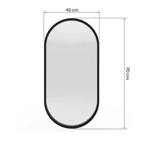 Miroir suspendu dans un cadre en bois Plico 45x90 cm, ovale, noir