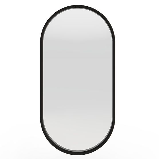 Miroir suspendu dans un cadre en bois Plico 45x90 cm, ovale, noir