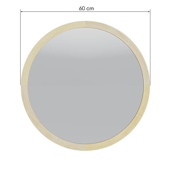 Miroir suspendu dans un cadre en bois Sesto 60 cm, rond, naturel