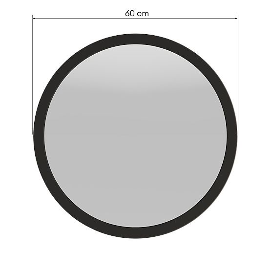 Miroir suspendu dans un cadre en bois Sesto 60 cm, rond, noir