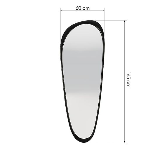 Miroir suspendu dans un cadre en bois Sogno 60x165 cm, forme irrégulière, noir