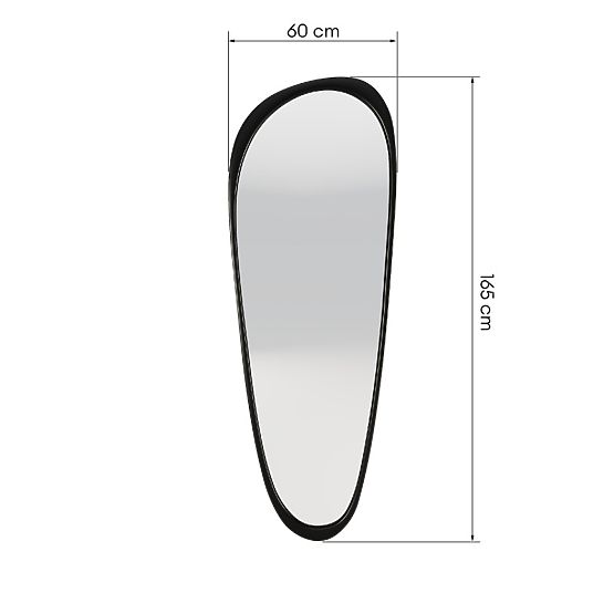 Miroir suspendu dans un cadre en bois Sogno 60x165 cm, forme irrégulière, noir