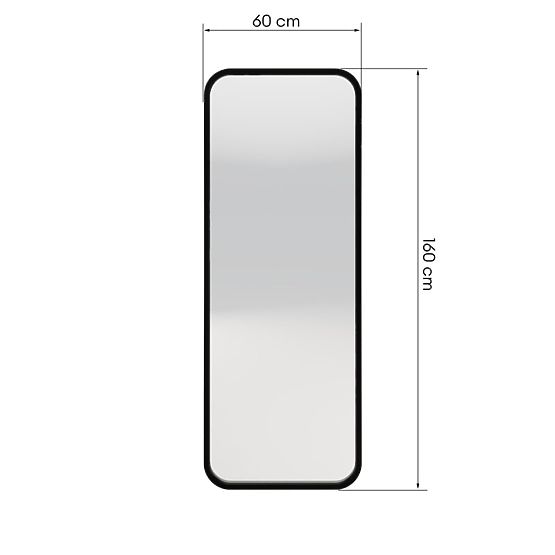 Miroir suspendu dans un cadre en bois Spira 60x160 cm, rectangulaire, arrondi, noir