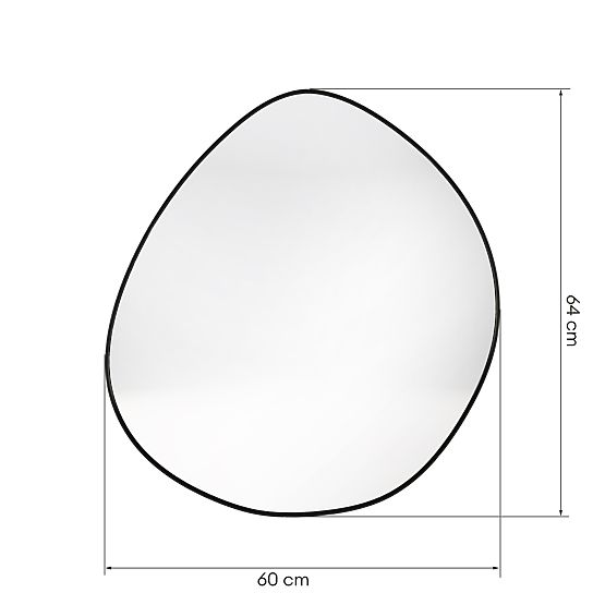 Miroir suspendu dans un cadre noir Alonzo, 64x60 cm, forme irrégulière