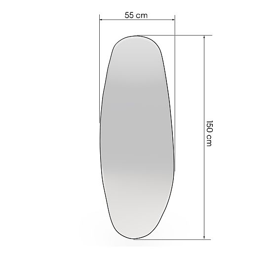 Miroir suspendu dans un cadre noir Frivatti, 55x150 cm, forme irrégulière