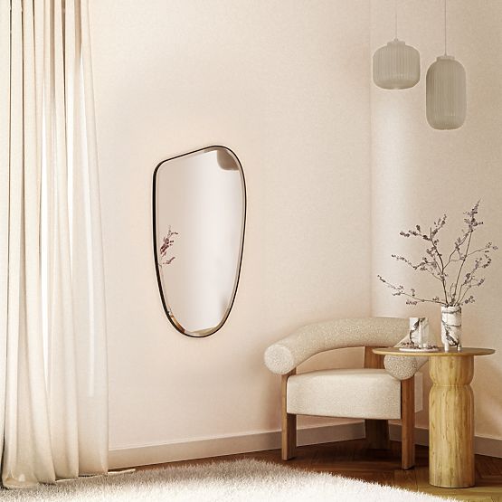 Miroir suspendu dans un cadre noir Frivatti, 60x100 cm, forme irrégulière