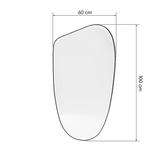 Miroir suspendu dans un cadre noir Frivatti, 60x100 cm, forme irrégulière