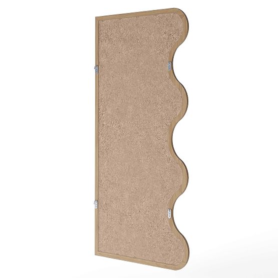 Miroir suspendu dans un cadre ondulé Noelie, 140x70 cm, rectangulaire, bois de paulownia, naturel