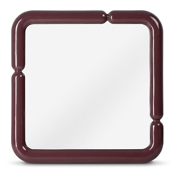 Miroir suspendu décoratif Ava, 90x90 cm, brun bordeaux, brillant