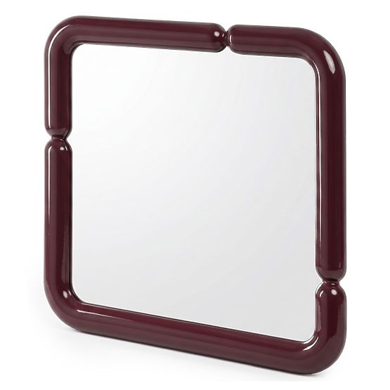 Miroir suspendu décoratif Ava, 90x90 cm, brun bordeaux, brillant