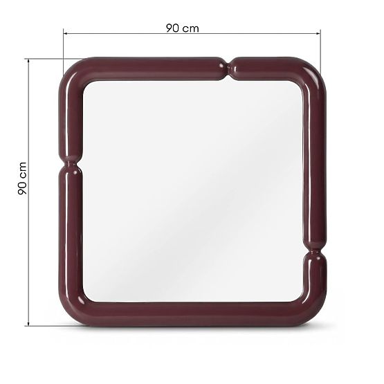 Miroir suspendu décoratif Ava, 90x90 cm, brun bordeaux, brillant