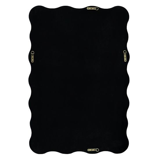 Miroir suspendu Glimmer dans un cadre ondulé, noyer foncé