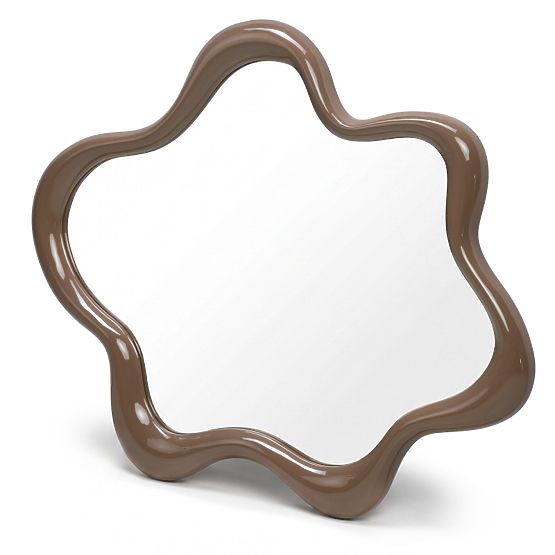 Miroir suspendu Izzi, irrégulier, brun clair/mocha, brillant