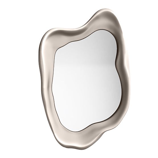 Miroir suspendu Leonardo, 60x90 cm, forme irrégulière, gris-beige
