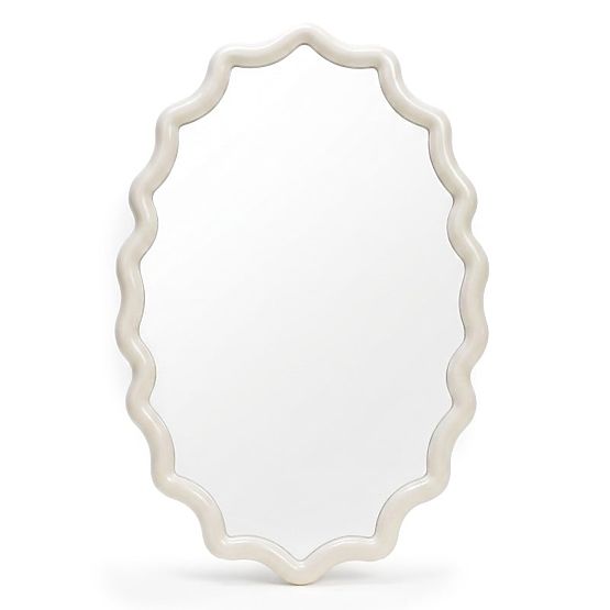 Miroir suspendu Lumi, blanc laiteux, brillant