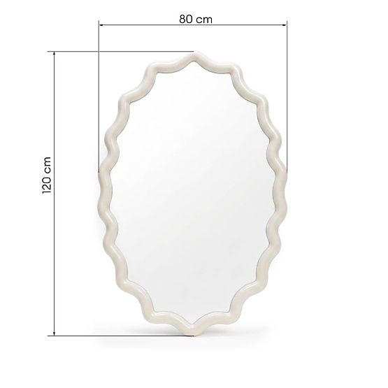 Miroir suspendu Lumi, blanc laiteux, brillant