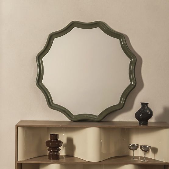 Miroir suspendu Luppo, vert-gris, brillant