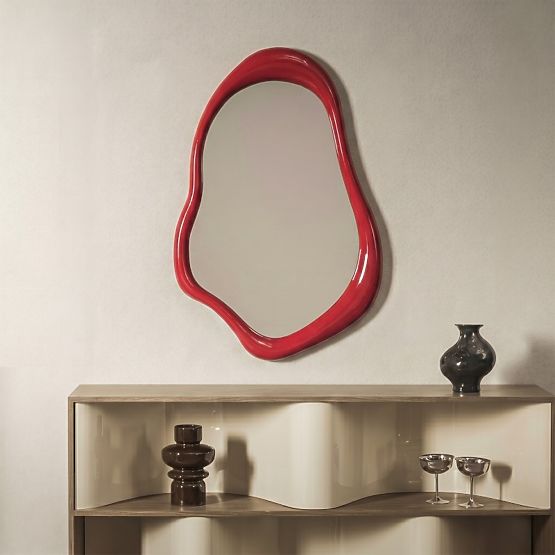 Miroir suspendu Maluma, rouge, brillant