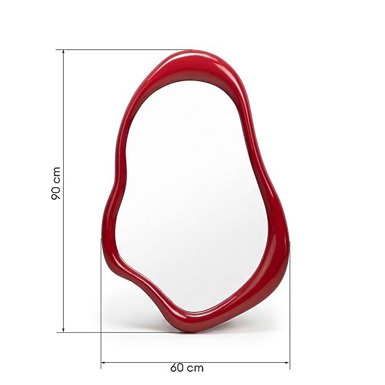 Miroir suspendu Maluma, rouge, brillant
