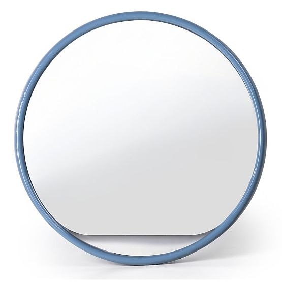 Miroir suspendu rond Zelia, bleu doux, brillant