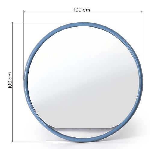 Miroir suspendu rond Zelia, bleu doux, brillant