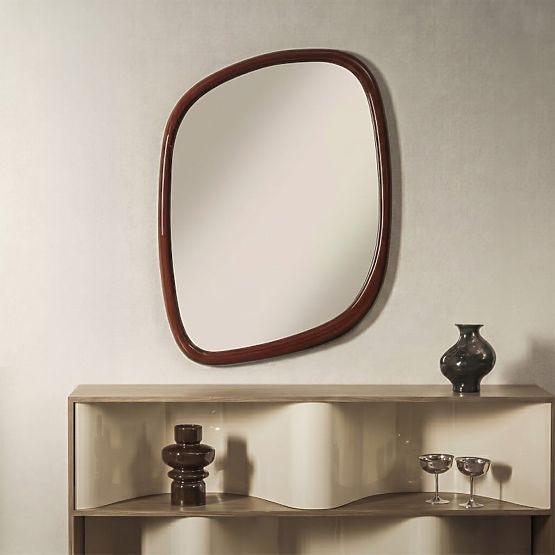 Miroir suspendu Siri, forme irrégulière, brun bordeaux, brillant