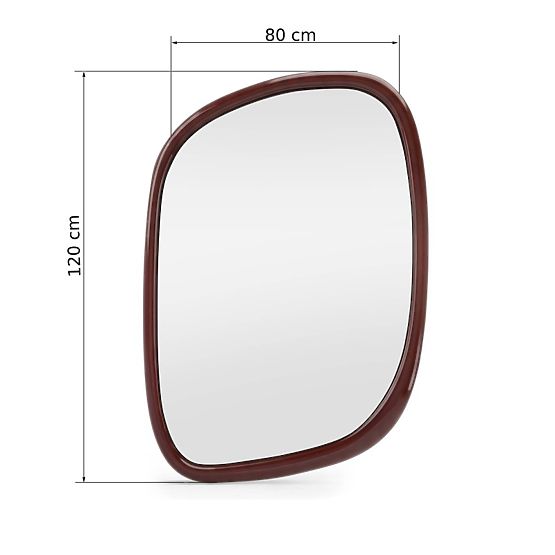 Miroir suspendu Siri, forme irrégulière, brun bordeaux, brillant