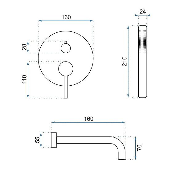 Mitigeur de baignoire encastré Rea Lungo Titan + Boîte