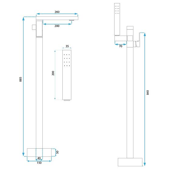 Mitigeur de baignoire Rea TERY Or