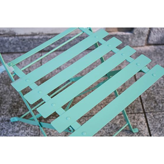 Mobilier de Balcon en Acier (2 chaises pliantes + table) SEMPLICI Menthe