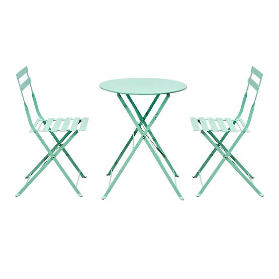 Mobilier de Balcon en Acier (2 chaises pliantes + table) SEMPLICI Menthe