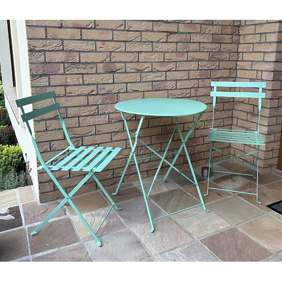 Mobilier de Balcon en Acier (2 chaises pliantes + table) SEMPLICI Menthe