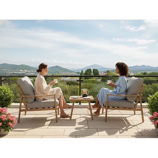 Mobilier de balcon en aluminium (2 fauteuils + table) SERANO