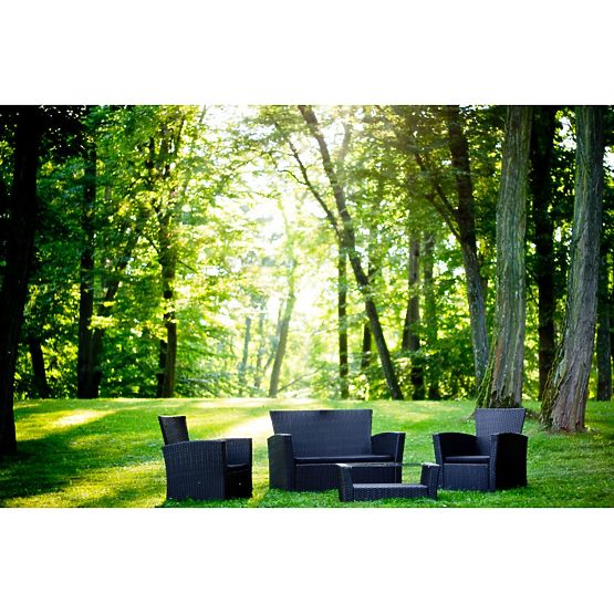 Mobilier de jardin en résine tressée (canapé 123cm, 2 fauteuils + table) UNICO noir