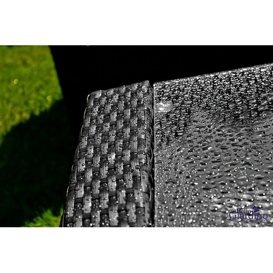 Mobilier de jardin en résine tressée (canapé 123cm, 2 fauteuils + table) UNICO noir