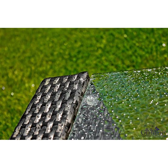 Mobilier de jardin en résine tressée (canapé 123cm, 2 fauteuils + table) UNICO noir