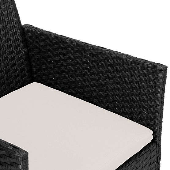 Mobilier de jardin en résine tressée ensemble 4 en 1 MAGNOLIA noir coussins beiges