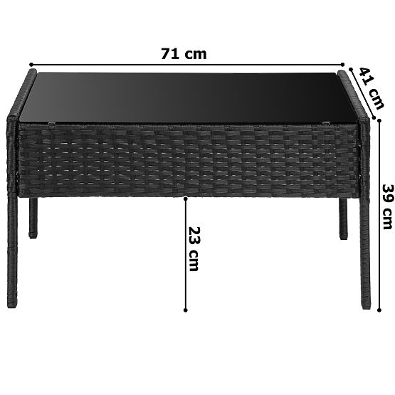 Mobilier de jardin en résine tressée ensemble 4 en 1 MAGNOLIA noir coussins beiges