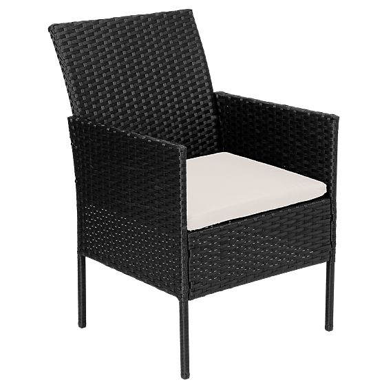 Mobilier de jardin en résine tressée ensemble 4 en 1 MAGNOLIA noir coussins beiges