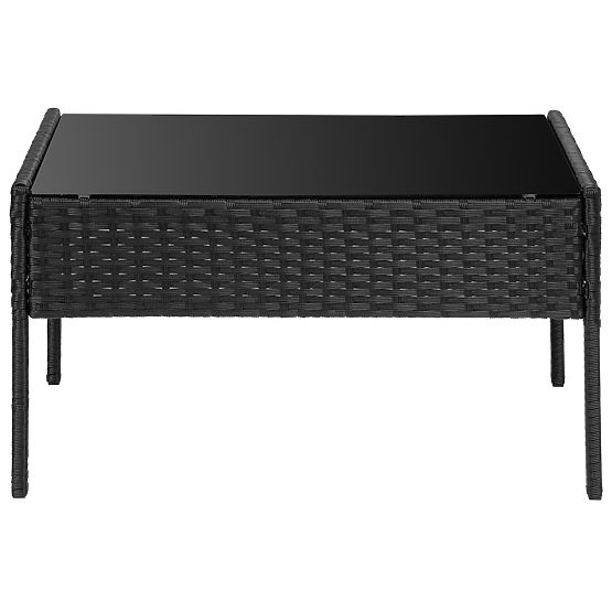 Mobilier de jardin en résine tressée ensemble 4 en 1 MAGNOLIA noir coussins beiges