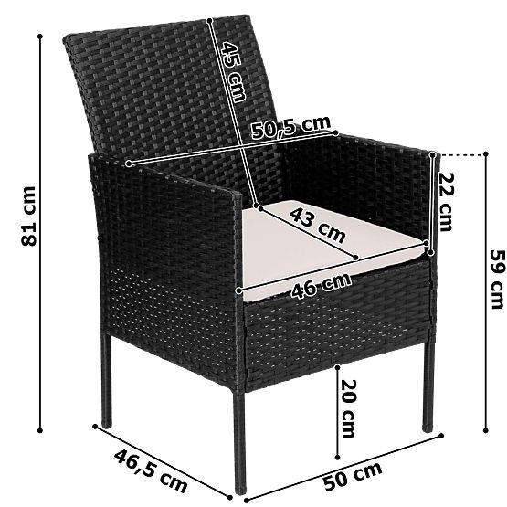 Mobilier de jardin en résine tressée ensemble 4 en 1 MAGNOLIA noir coussins beiges