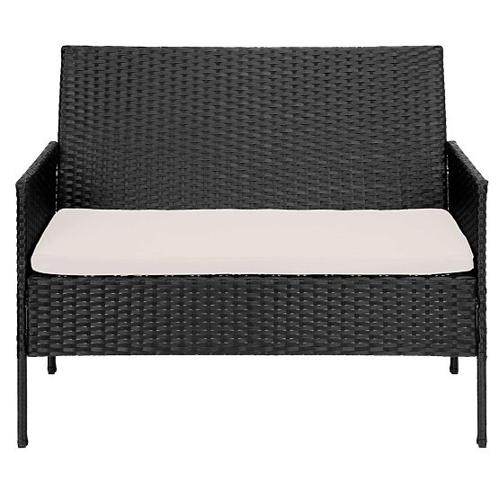 Mobilier de jardin en résine tressée ensemble 4 en 1 MAGNOLIA noir coussins beiges