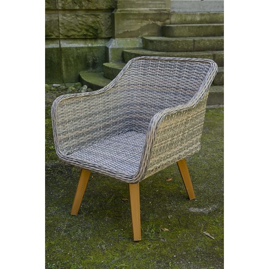 Mobilier de jardin en résine tressée (grand canapé 3 places + 2 fauteuils + table) LARGO Gris Mélang