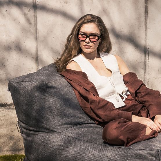 Module central pour coin de jardin Vacuum avec housse, gris