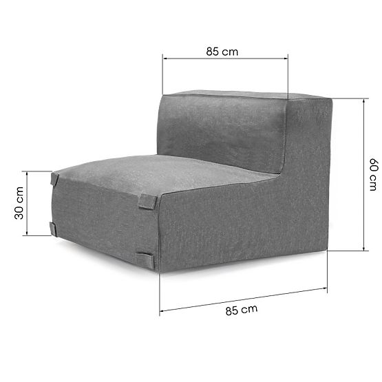 Module central pour coin de jardin Vacuum avec housse, gris