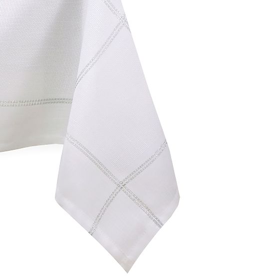 Nappe ANTONY blanche lisse motif classique 140x220 ameliahome