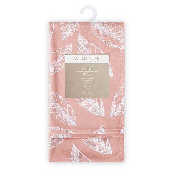 Nappe CALM couleur rose poudré motif végétal imprimé style classique 40x140 ameliahome
