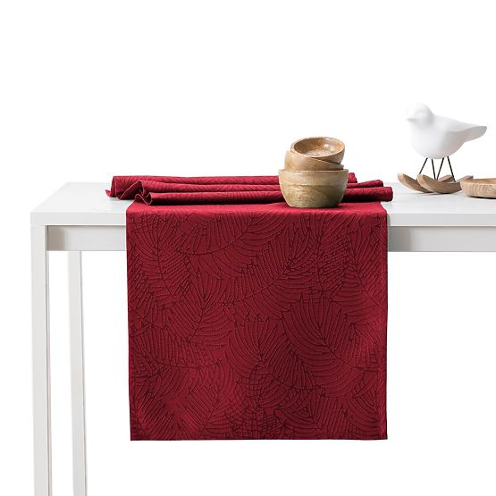Nappe GAIA couleur bordeaux avec motif végétal en relief 30x160 ameliahome